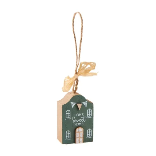 Anhänger Haus Mit Spruch, Grün, 6 Cm