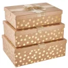 3er Set Geschenkkarton Dots/Schleife, Gold/lurex