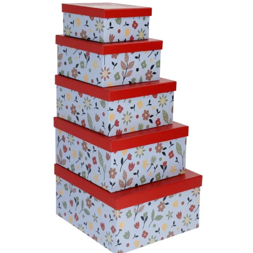 5er Set Geschenkkarton Motiv, Blau