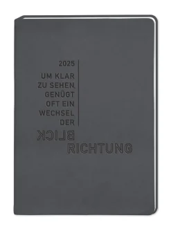 Terminplaner Lederlook, 2025, Schwarz