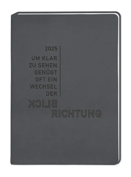 Terminplaner Lederlook, 2025, Schwarz