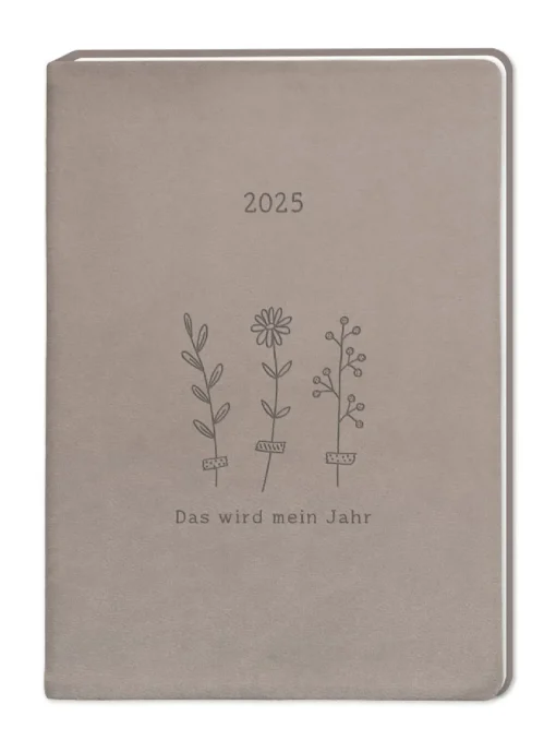 Terminplaner Lederlook, 2025, Taupe