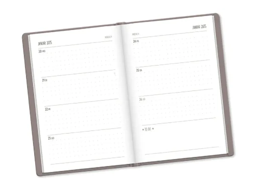 Terminplaner Lederlook, 2025, Taupe