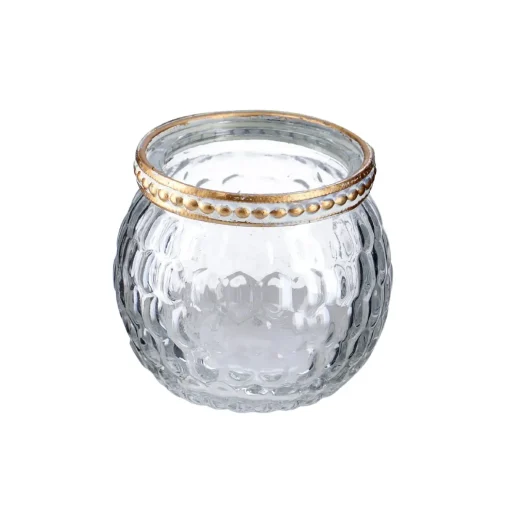Windlicht Saira, Metallrand, Klar/Wabe, 5 Cm